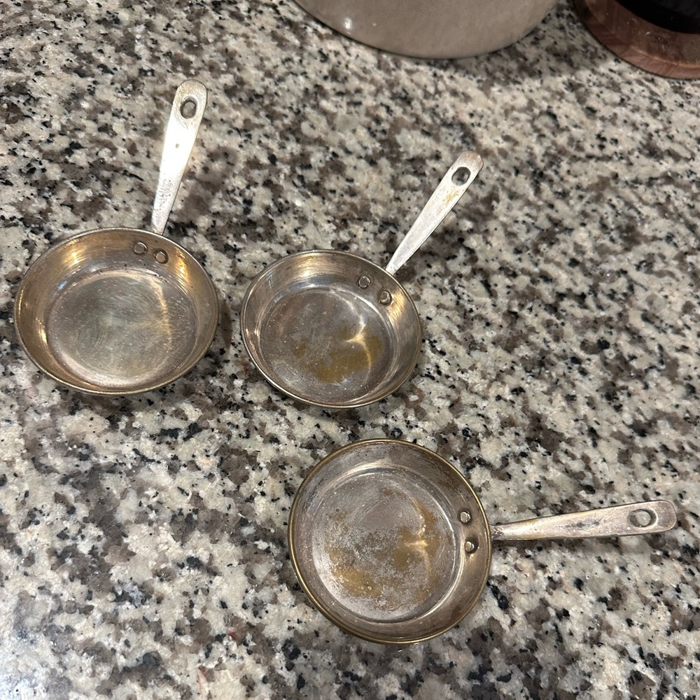 Three vintage mini skillets